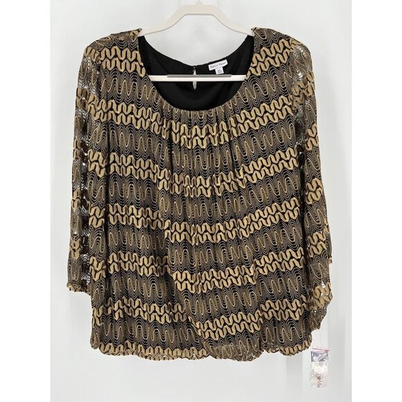 NWT Rebecca Malone Lace Overlay Metallic Gold Flowy Size Xl - Picture 1 of 14